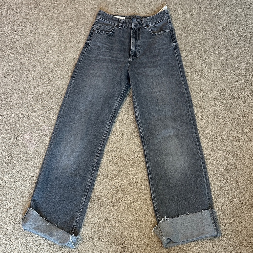 Stylish Gray Wide-Leg Jeans